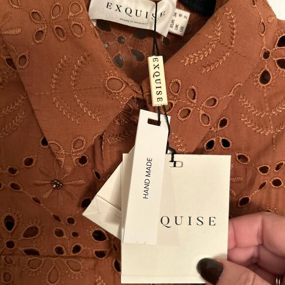 Exquise Women's Brown Guipure Chloe Shirt & Tilda Wide Leg Trousers Set Size 2 - Picture 4 of 4